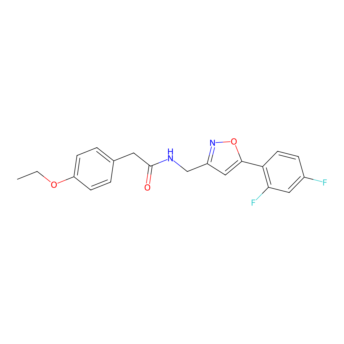 N-{[5-(2,4-difluorophenyl)-1,2-oxazol-3-yl]methyl}-2-(4-ethoxyphenyl)acetamide molecular structure, CAS 1021264-98-1