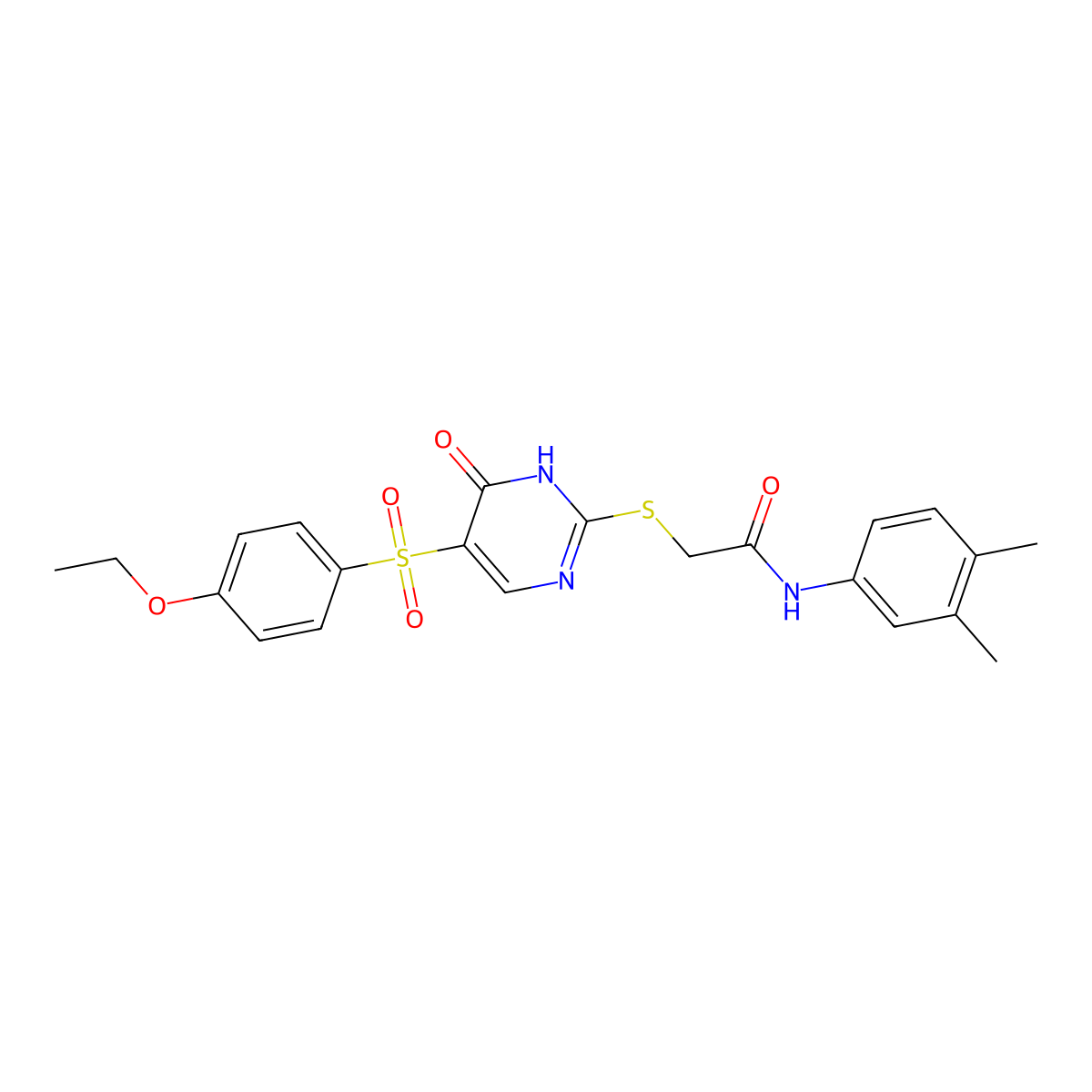 N-(3,4-dimethylphenyl)-2-{[5-(4-ethoxybenzenesulfonyl)-6-oxo-1,6-dihydropyrimidin-2-yl]sulfanyl}acetamide molecular structure, CAS 1021264-99-2