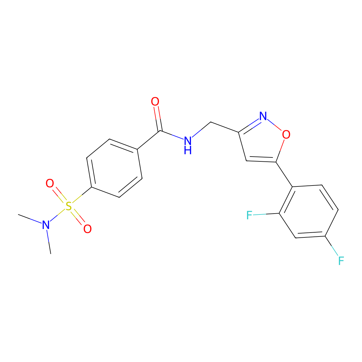 N-{[5-(2,4-difluorophenyl)-1,2-oxazol-3-yl]methyl}-4-(dimethylsulfamoyl)benzamide molecular structure, CAS 1021265-04-2