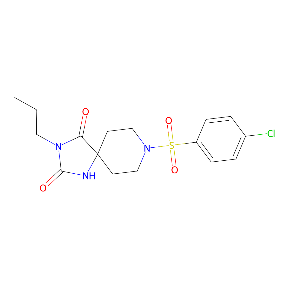 8-(4-Chlorobenzenesulfonyl)-3-propyl-1,3,8-triazaspiro[4.5]decane-2,4-dione molecular structure, CAS 1021265-06-4