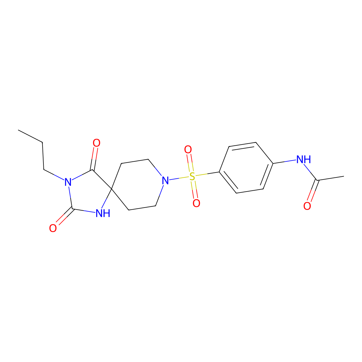 N-(4-((2,4-dioxo-3-propyl-1,3,8-triazaspiro[4.5]decan-8-yl)sulfonyl)phenyl)acetamide molecular structure, CAS 1021265-09-7