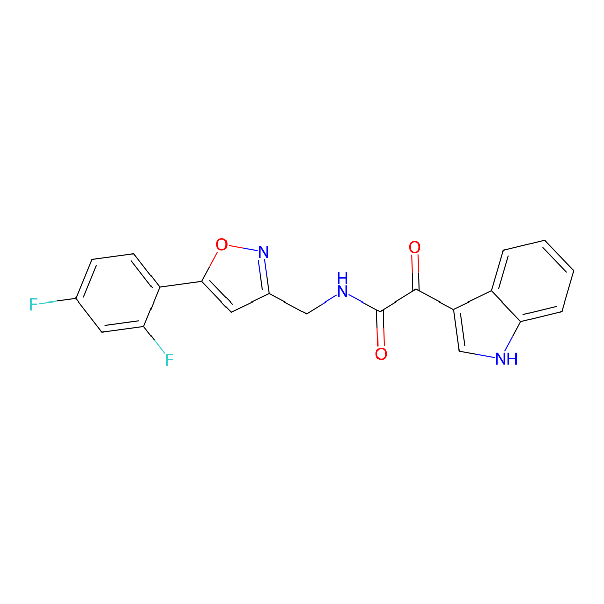 N-{[5-(2,4-difluorophenyl)-1,2-oxazol-3-yl]methyl}-2-(1H-indol-3-yl)-2-oxoacetamide molecular structure, CAS 1021265-10-0
