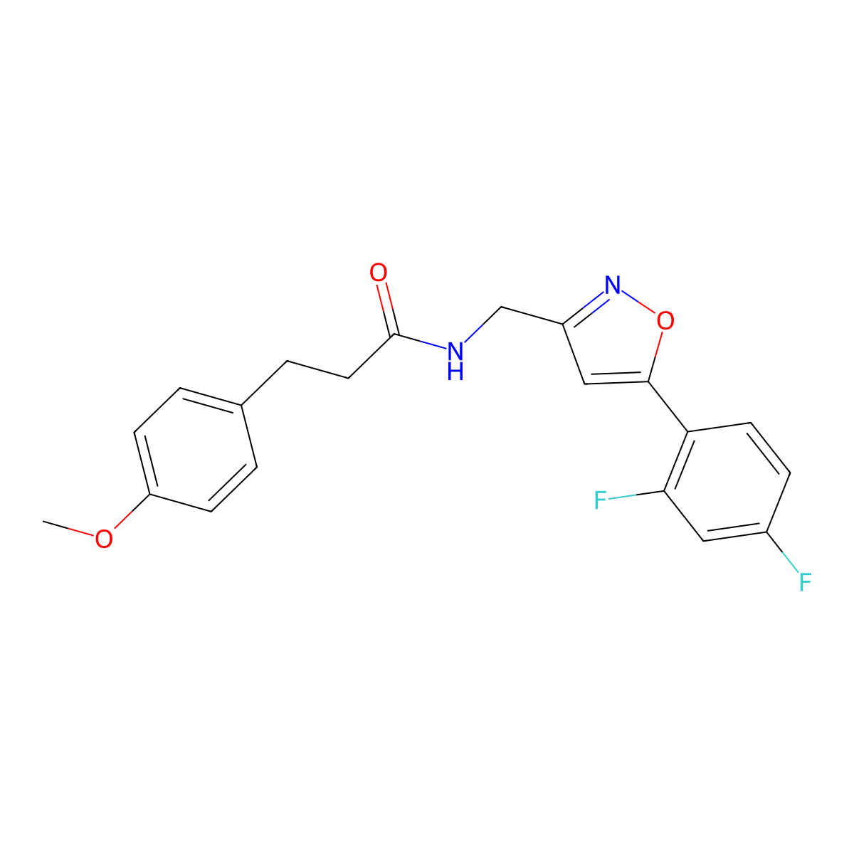 N-{[5-(2,4-difluorophenyl)-1,2-oxazol-3-yl]methyl}-3-(4-methoxyphenyl)propanamide molecular structure, CAS 1021265-16-6