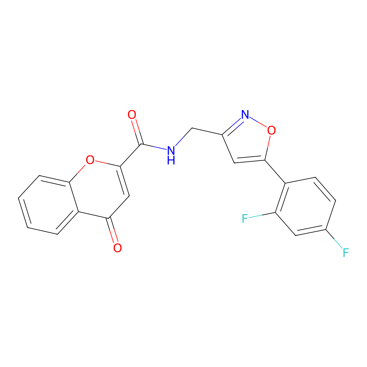 N-{[5-(2,4-difluorophenyl)-1,2-oxazol-3-yl]methyl}-4-oxo-4H-chromene-2-carboxamide molecular structure, CAS 1021265-19-9