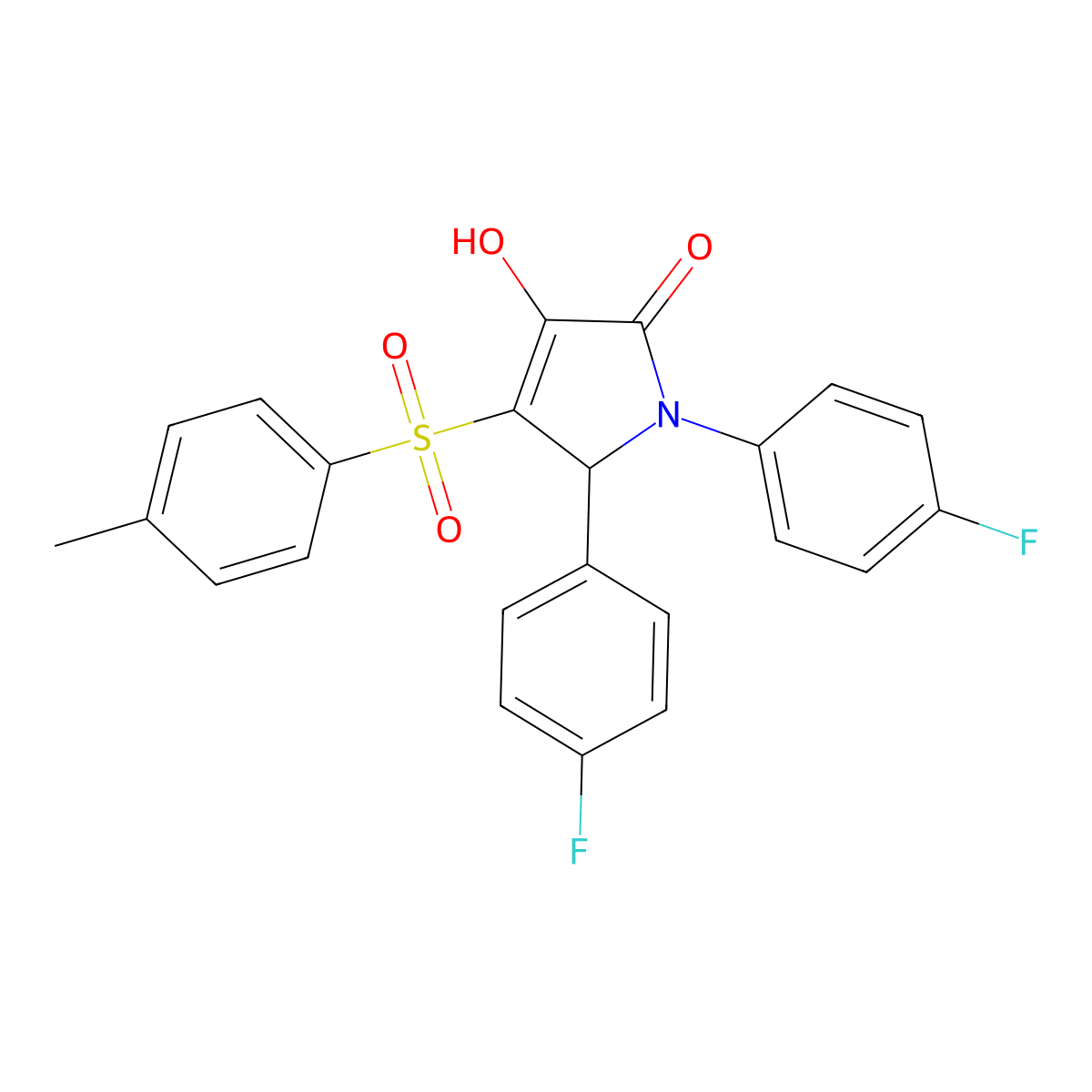 1,5-bis(4-fluorophenyl)-3-hydroxy-4-tosyl-1H-pyrrol-2(5H)-one molecular structure, CAS 1021265-20-2