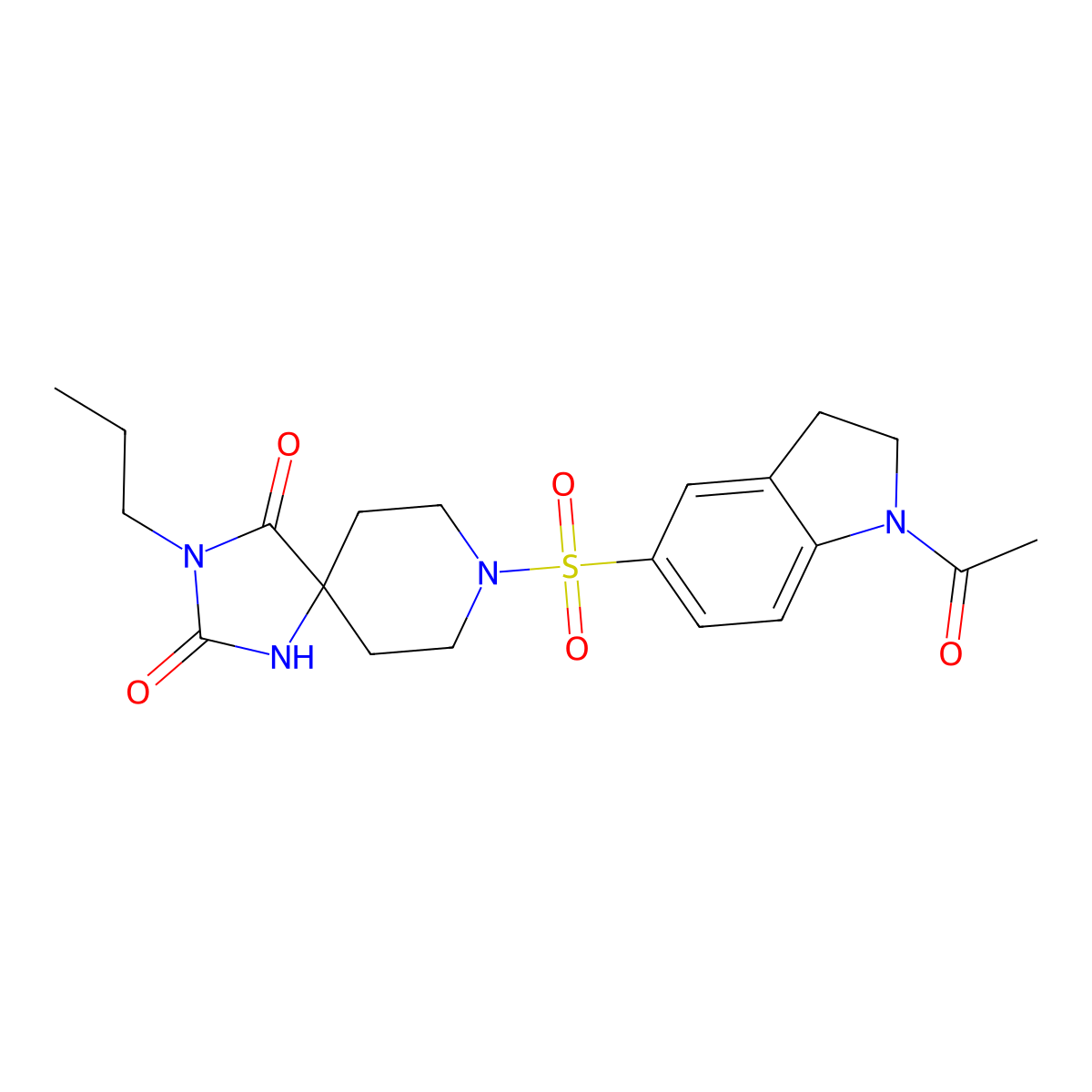 8-[(1-acetyl-2,3-dihydro-1H-indol-5-yl)sulfonyl]-3-propyl-1,3,8-triazaspiro[4.5]decane-2,4-dione molecular structure, CAS 1021265-22-4