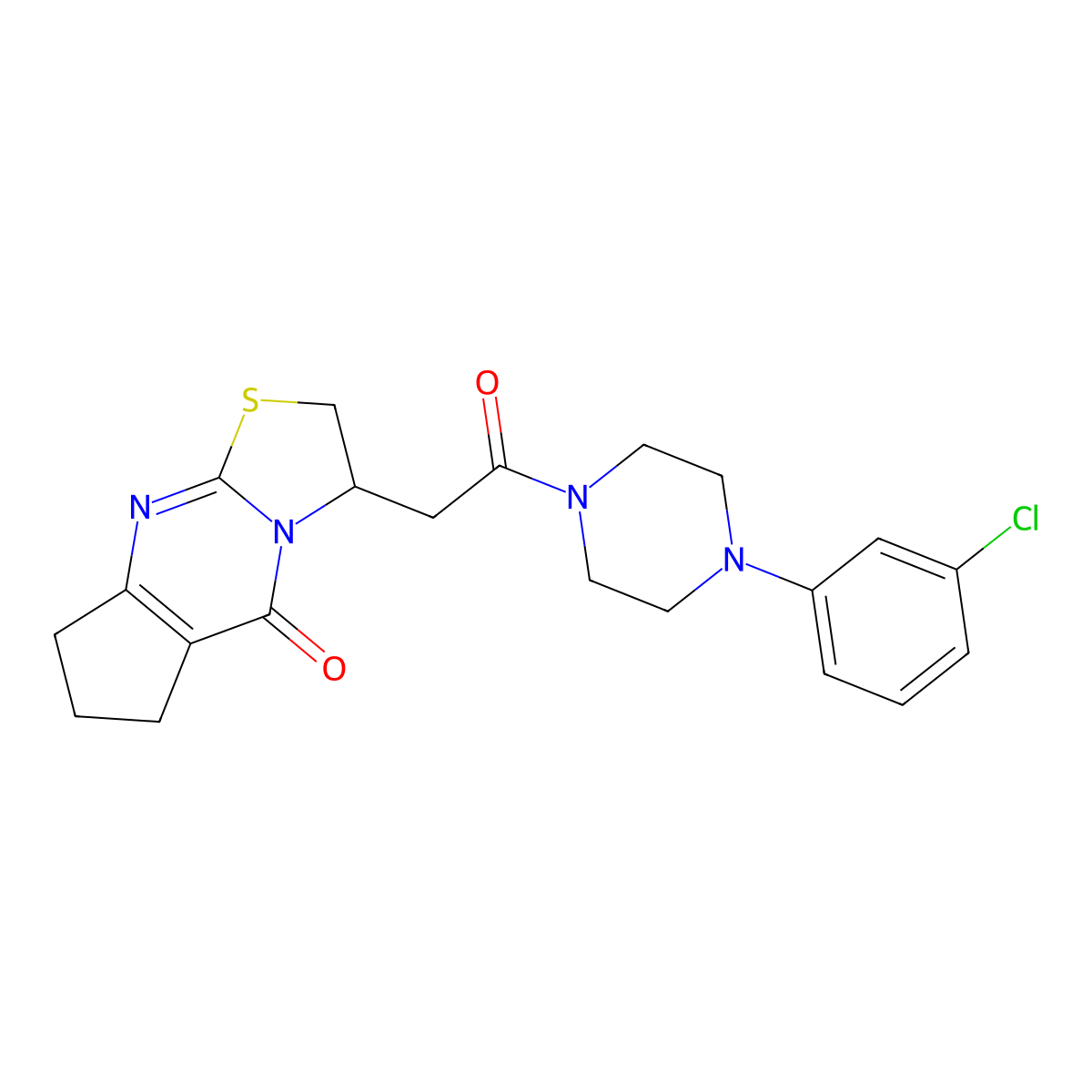 3-(2-(4-(3-chlorophenyl)piperazin-1-yl)-2-oxoethyl)-2,3,7,8-tetrahydrocyclopenta[d]thiazolo[3,2-a]pyrimidin-5(6H)-one molecular structure, CAS 1021265-26-8
