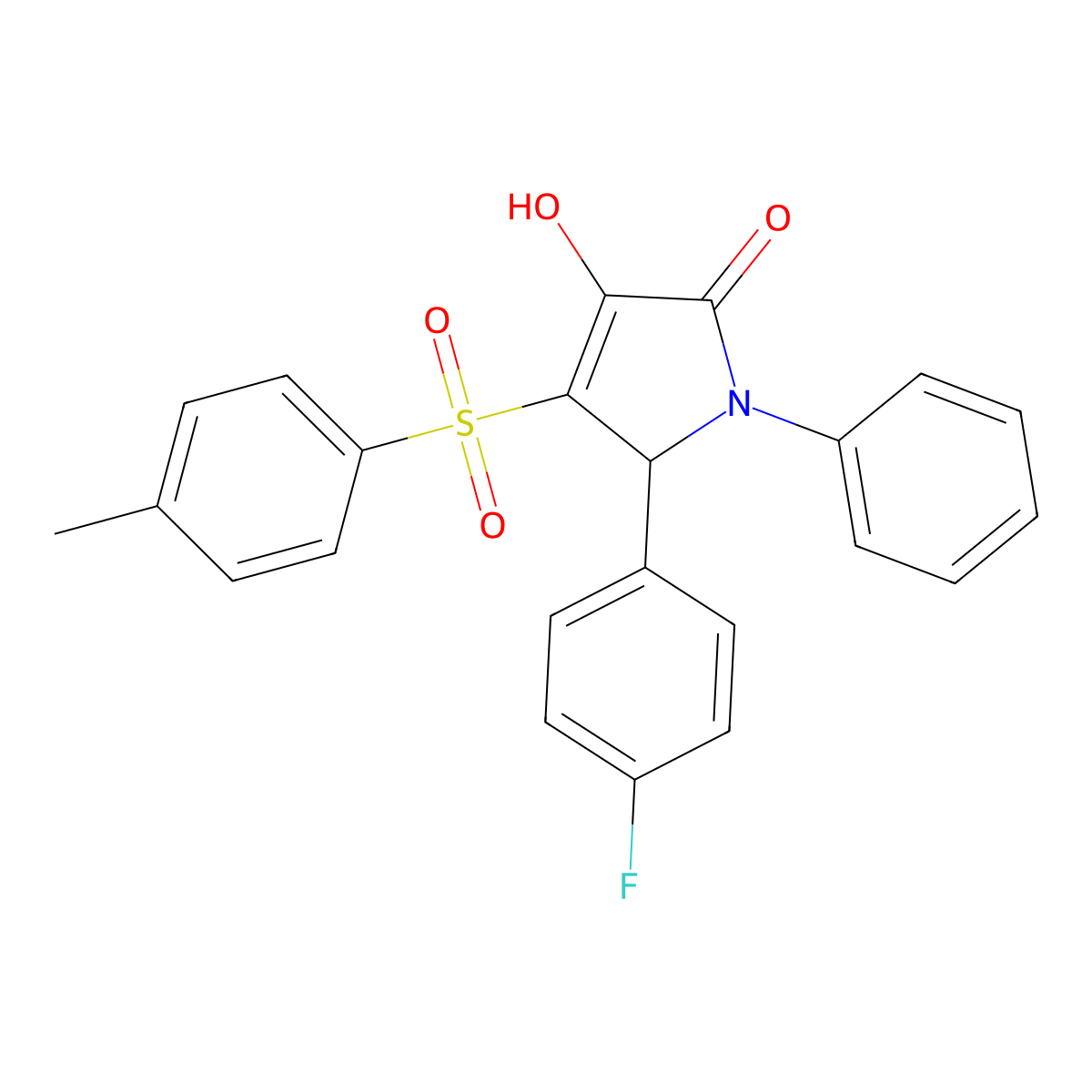 5-(4-fluorophenyl)-3-hydroxy-1-phenyl-4-tosyl-1H-pyrrol-2(5H)-one molecular structure, CAS 1021265-27-9