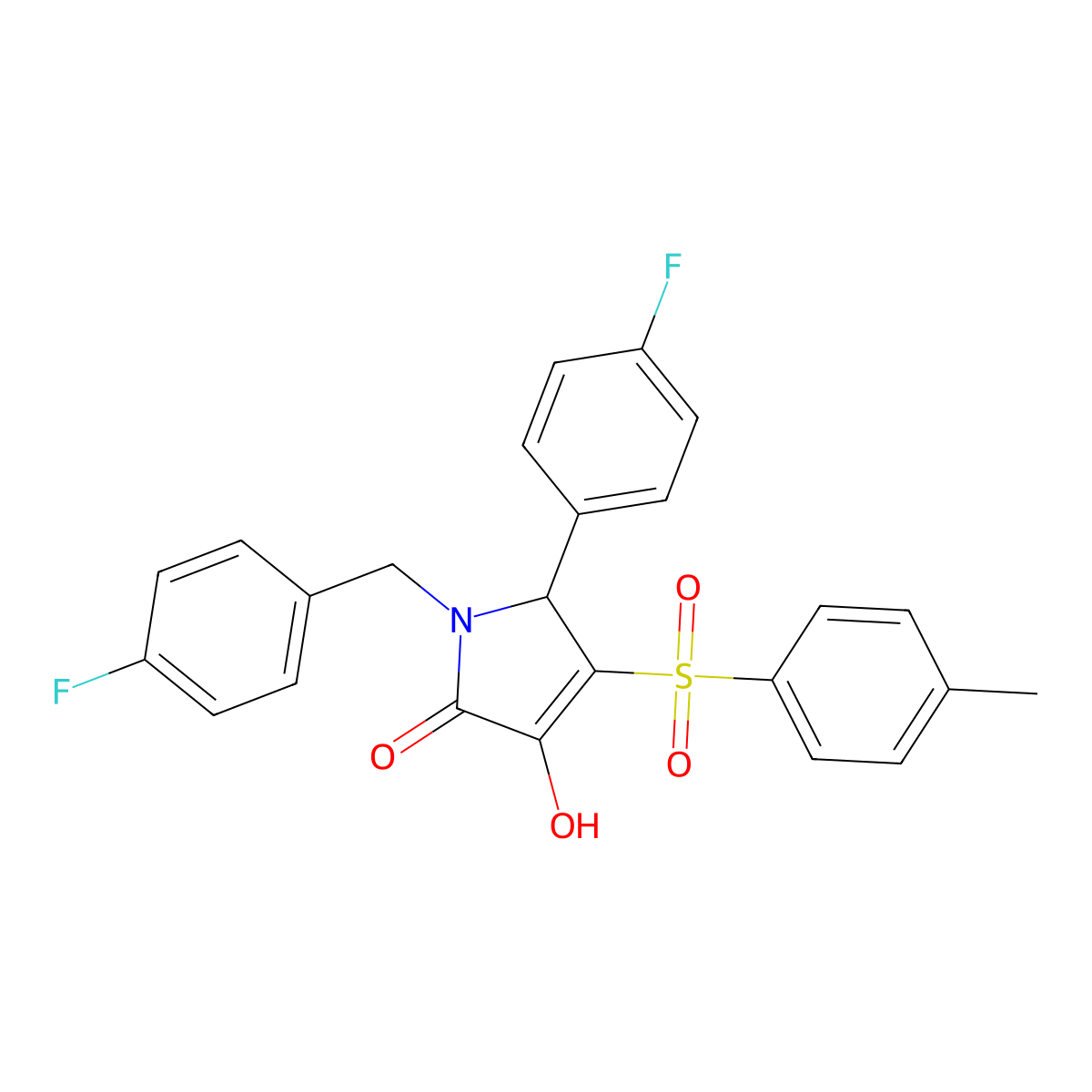 1-(4-fluorobenzyl)-5-(4-fluorophenyl)-3-hydroxy-4-tosyl-1H-pyrrol-2(5H)-one molecular structure, CAS 1021265-34-8