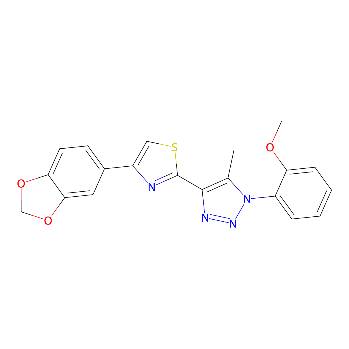 4-[4-(1,3-benzodioxol-5-yl)-1,3-thiazol-2-yl]-1-(2-methoxyphenyl)-5-methyl-1H-1,2,3-triazole molecular structure, CAS 1021265-38-2