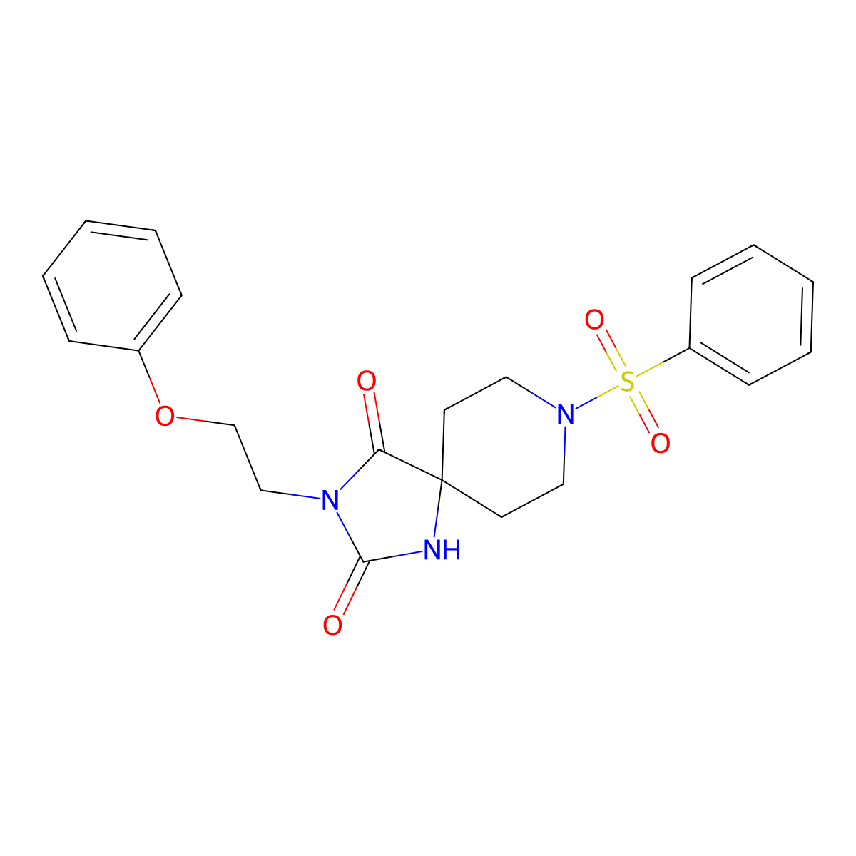 3-(2-Phenoxyethyl)-8-(phenylsulfonyl)-1,3,8-triazaspiro[4.5]decane-2,4-dione molecular structure, CAS 1021265-50-8