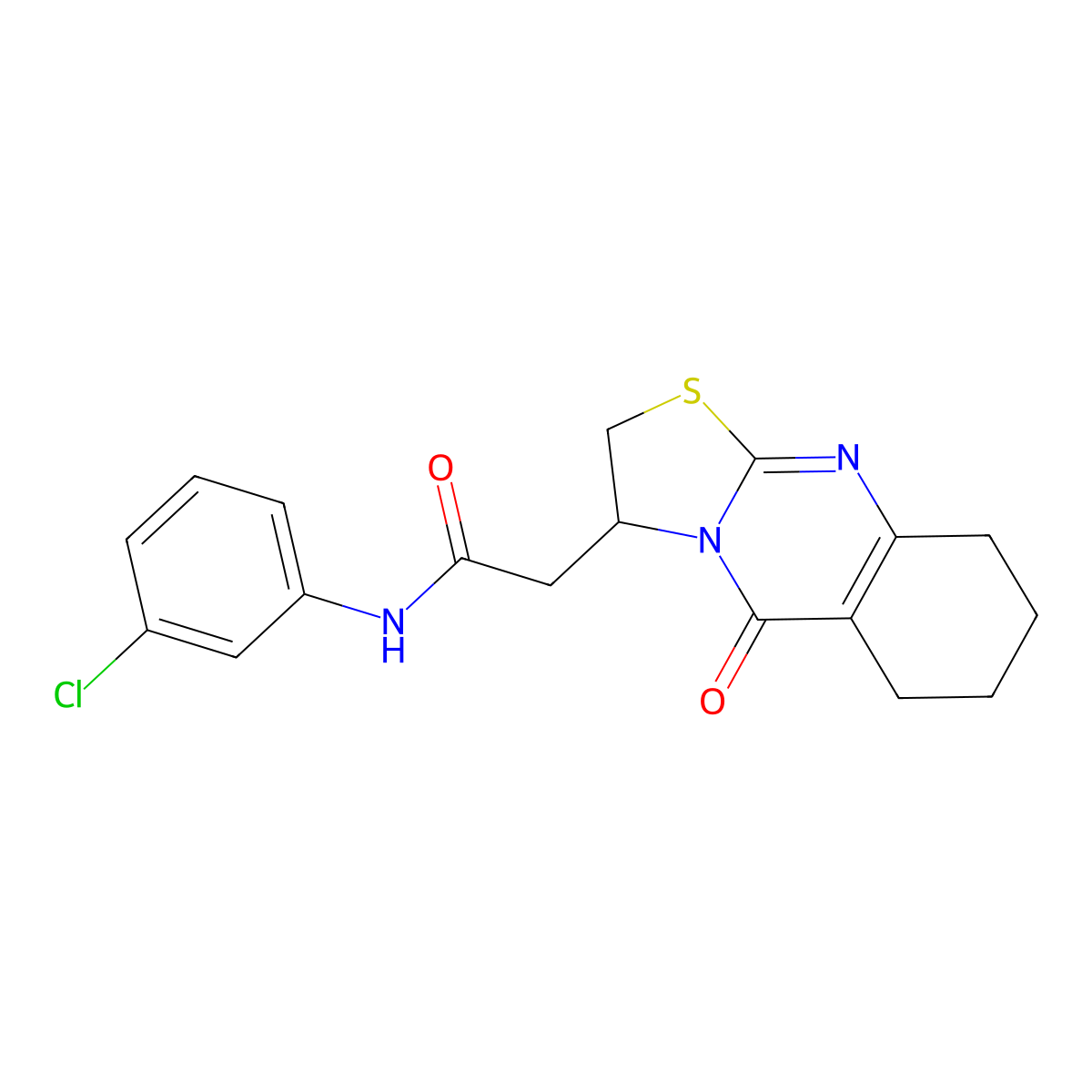 N-(3-chlorophenyl)-2-(5-oxo-3,5,6,7,8,9-hexahydro-2H-thiazolo[2,3-b]quinazolin-3-yl)acetamide molecular structure, CAS 1021265-53-1