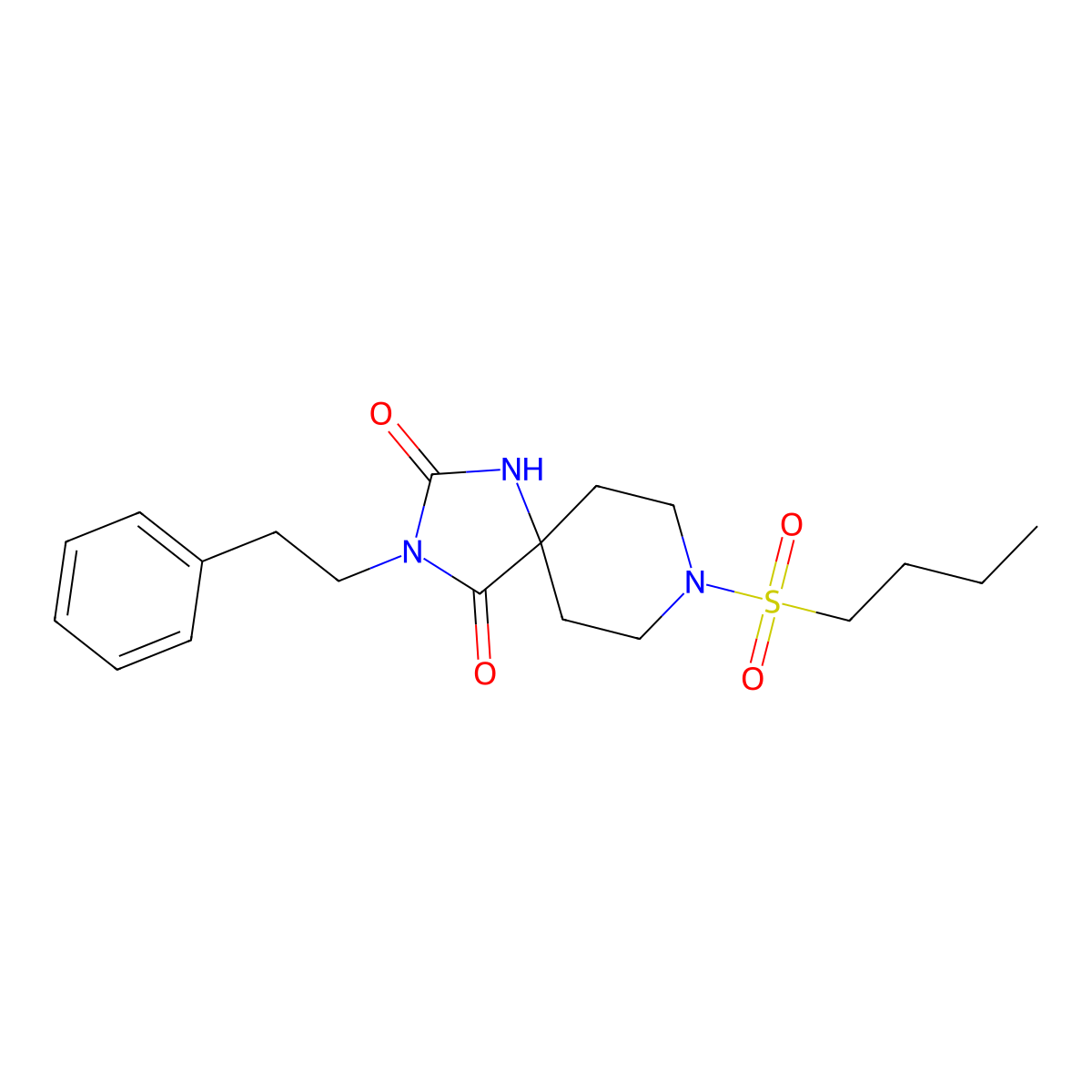 8-(Butane-1-sulfonyl)-3-(2-phenylethyl)-1,3,8-triazaspiro[4.5]decane-2,4-dione molecular structure, CAS 1021265-54-2