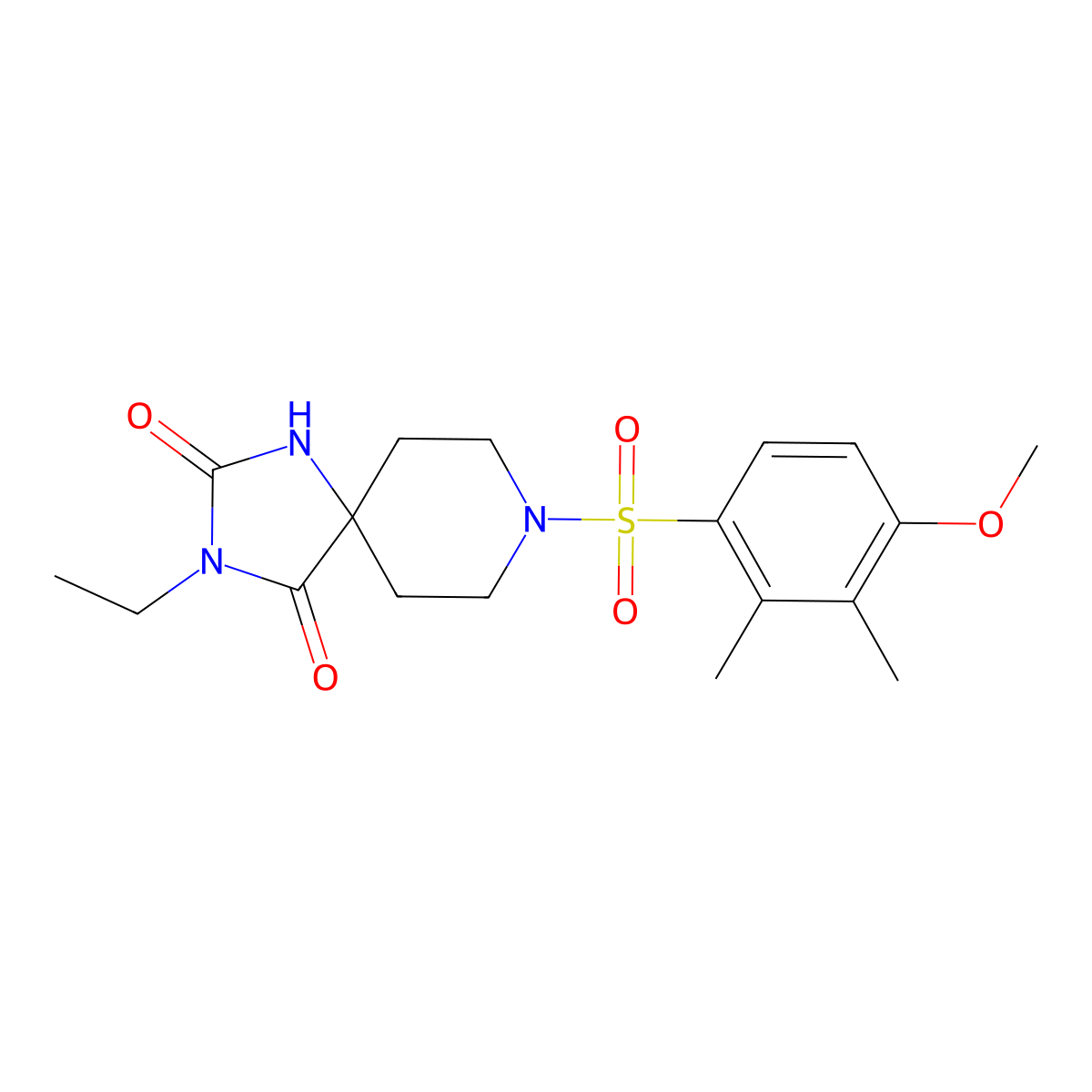 3-Ethyl-8-(4-methoxy-2,3-dimethylbenzenesulfonyl)-1,3,8-triazaspiro[4.5]decane-2,4-dione molecular structure, CAS 1021265-55-3