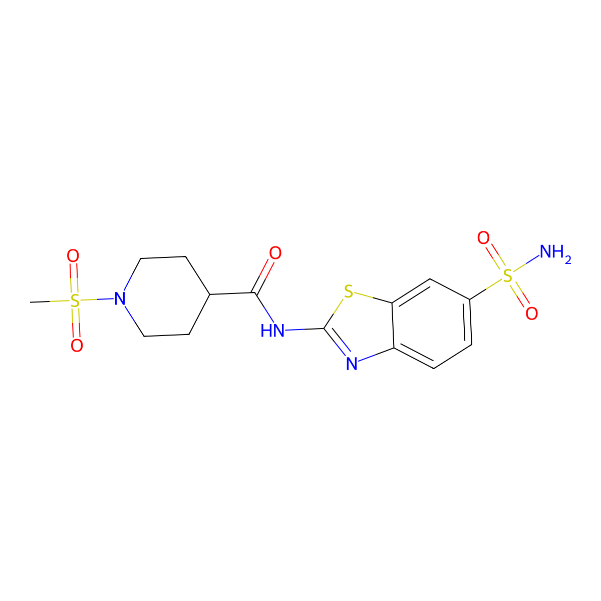 1-(methylsulfonyl)-N-(6-sulfamoylbenzo[d]thiazol-2-yl)piperidine-4-carboxamide molecular structure, CAS 1021265-62-2