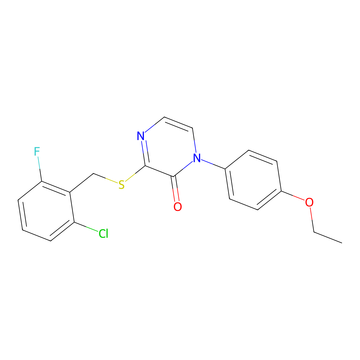 3-{[(2-Chloro-6-fluorophenyl)methyl]sulfanyl}-1-(4-ethoxyphenyl)-1,2-dihydropyrazin-2-one molecular structure, CAS 1021265-66-6