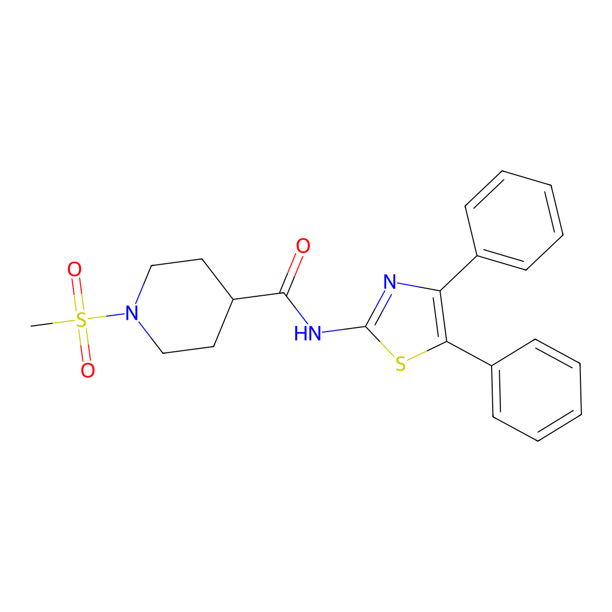 N-(4,5-diphenylthiazol-2-yl)-1-(methylsulfonyl)piperidine-4-carboxamide molecular structure, CAS 1021265-67-7
