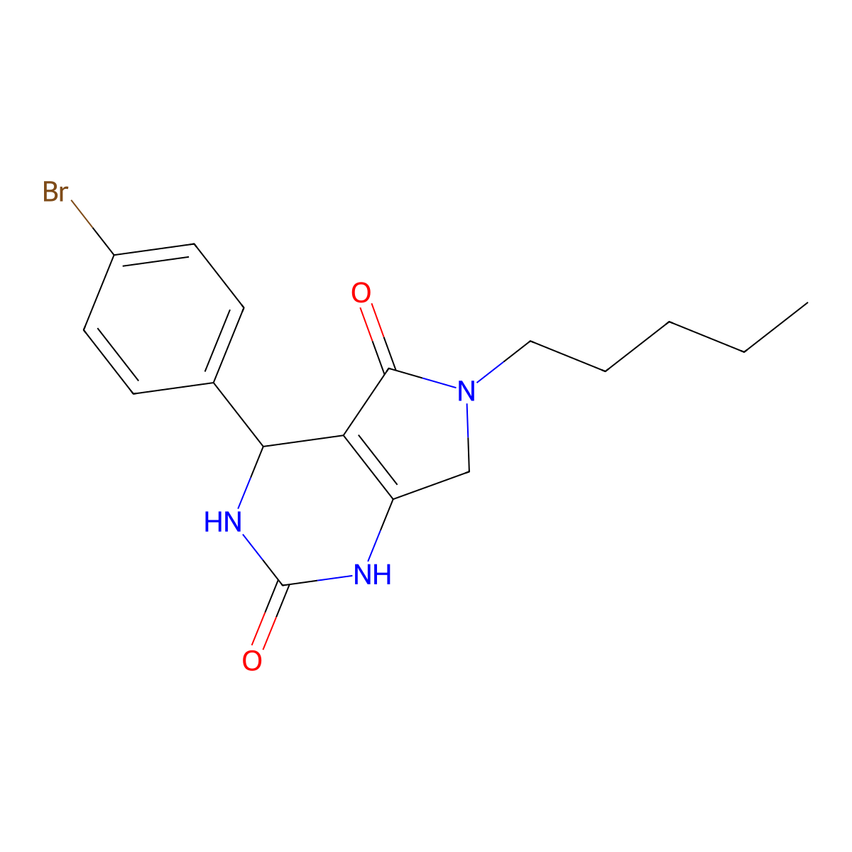 4-(4-bromophenyl)-6-pentyl-3,4,6,7-tetrahydro-1H-pyrrolo[3,4-d]pyrimidine-2,5-dione molecular structure, CAS 1021265-70-2