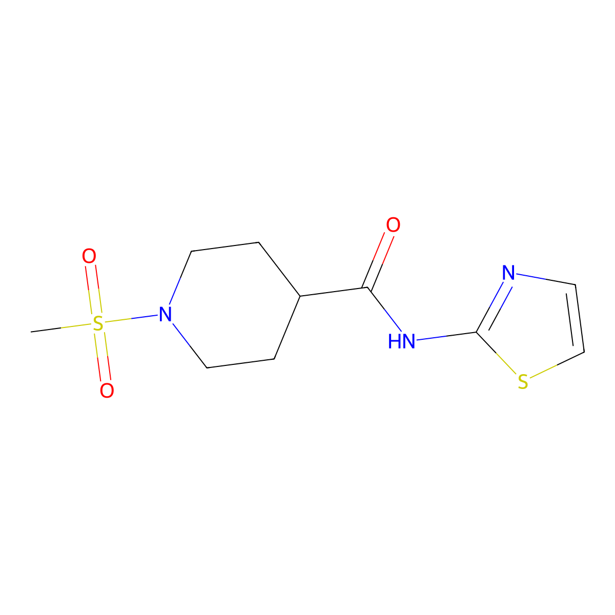 1-Methanesulfonyl-N-(1,3-thiazol-2-YL)piperidine-4-carboxamide molecular structure, CAS 1021265-84-8
