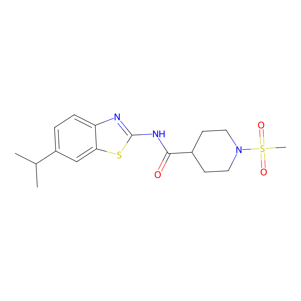 1-methanesulfonyl-N-[6-(propan-2-yl)-1,3-benzothiazol-2-yl]piperidine-4-carboxamide molecular structure, CAS 1021266-01-2
