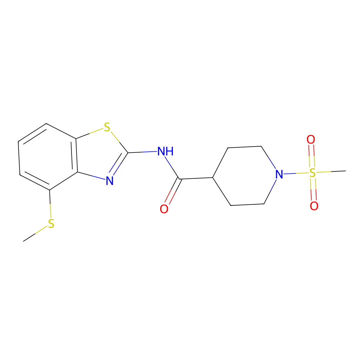 1-methanesulfonyl-N-[4-(methylsulfanyl)-1,3-benzothiazol-2-yl]piperidine-4-carboxamide molecular structure, CAS 1021266-05-6