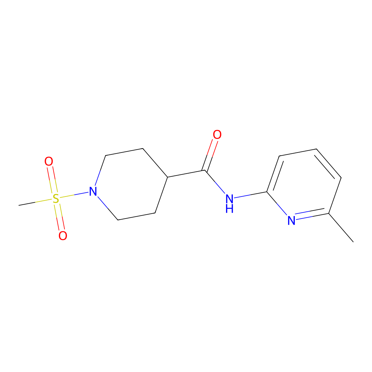 1-methanesulfonyl-N-(6-methylpyridin-2-yl)piperidine-4-carboxamide molecular structure, CAS 1021266-12-5