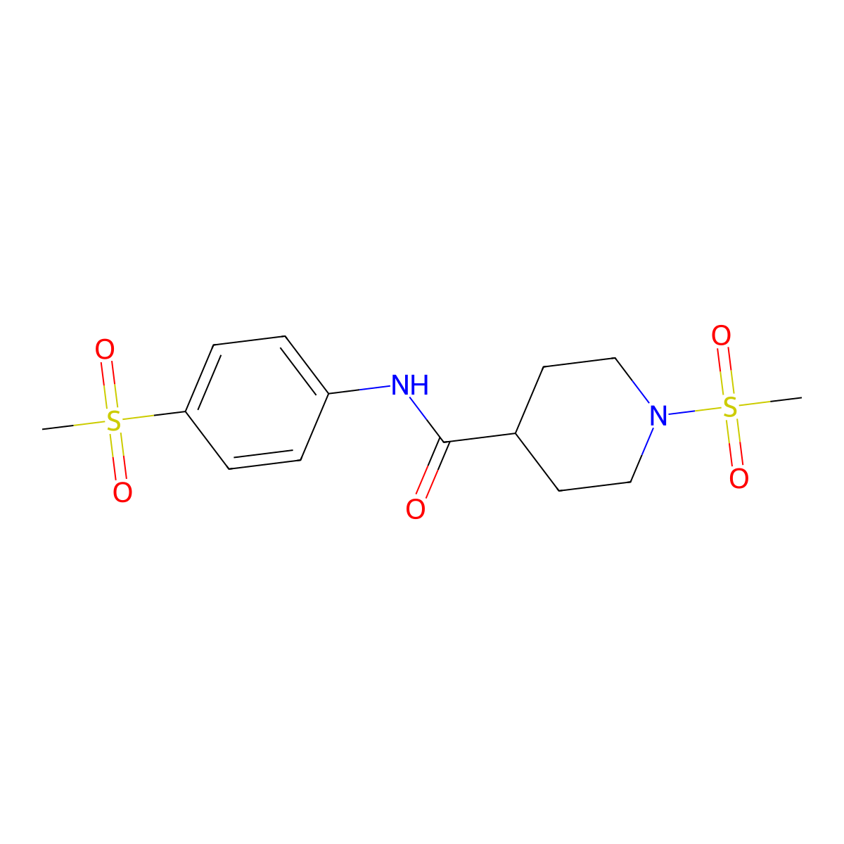 1-methanesulfonyl-N-(4-methanesulfonylphenyl)piperidine-4-carboxamide molecular structure, CAS 1021266-13-6
