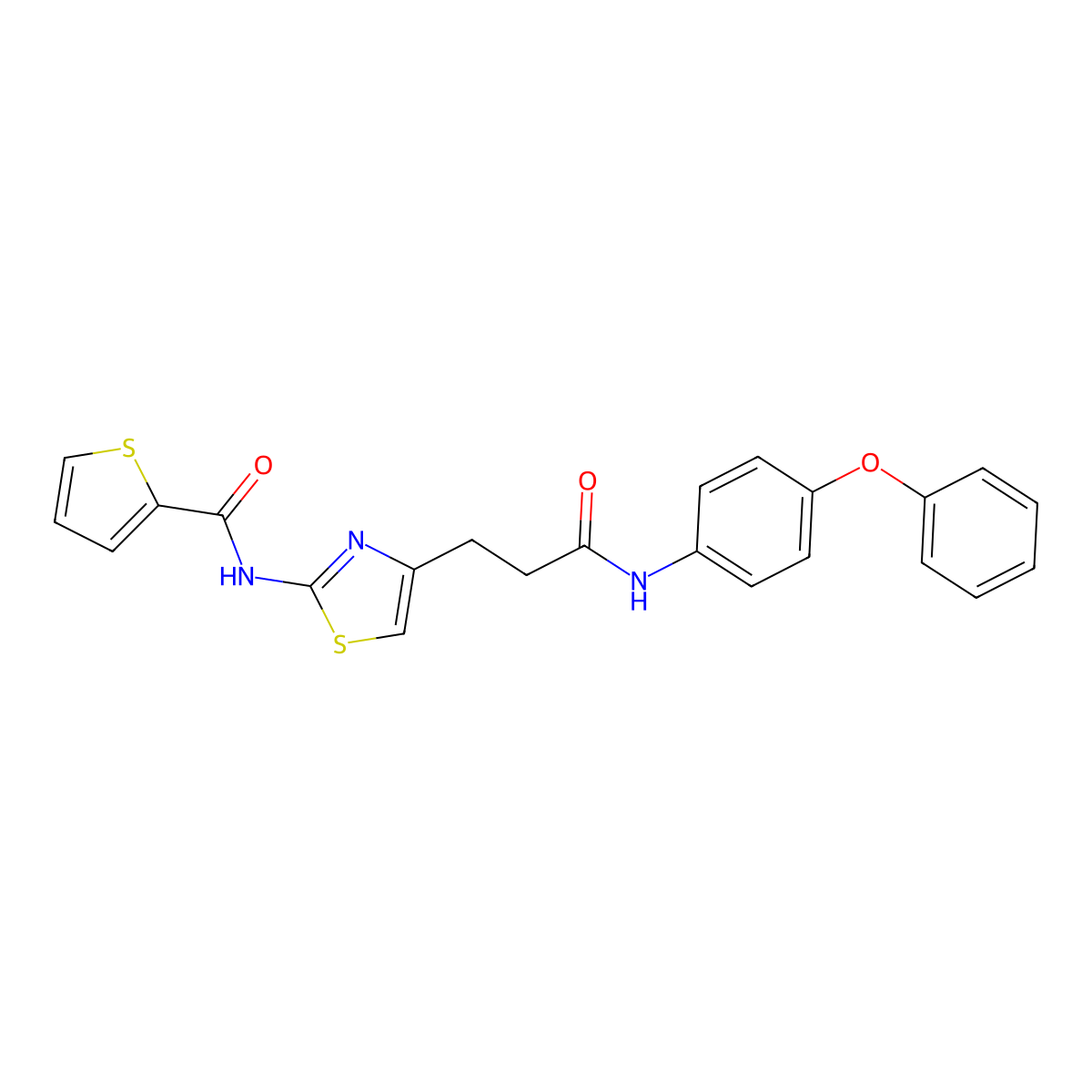 N-(4-(3-oxo-3-((4-phenoxyphenyl)amino)propyl)thiazol-2-yl)thiophene-2-carboxamide molecular structure, CAS 1021266-15-8