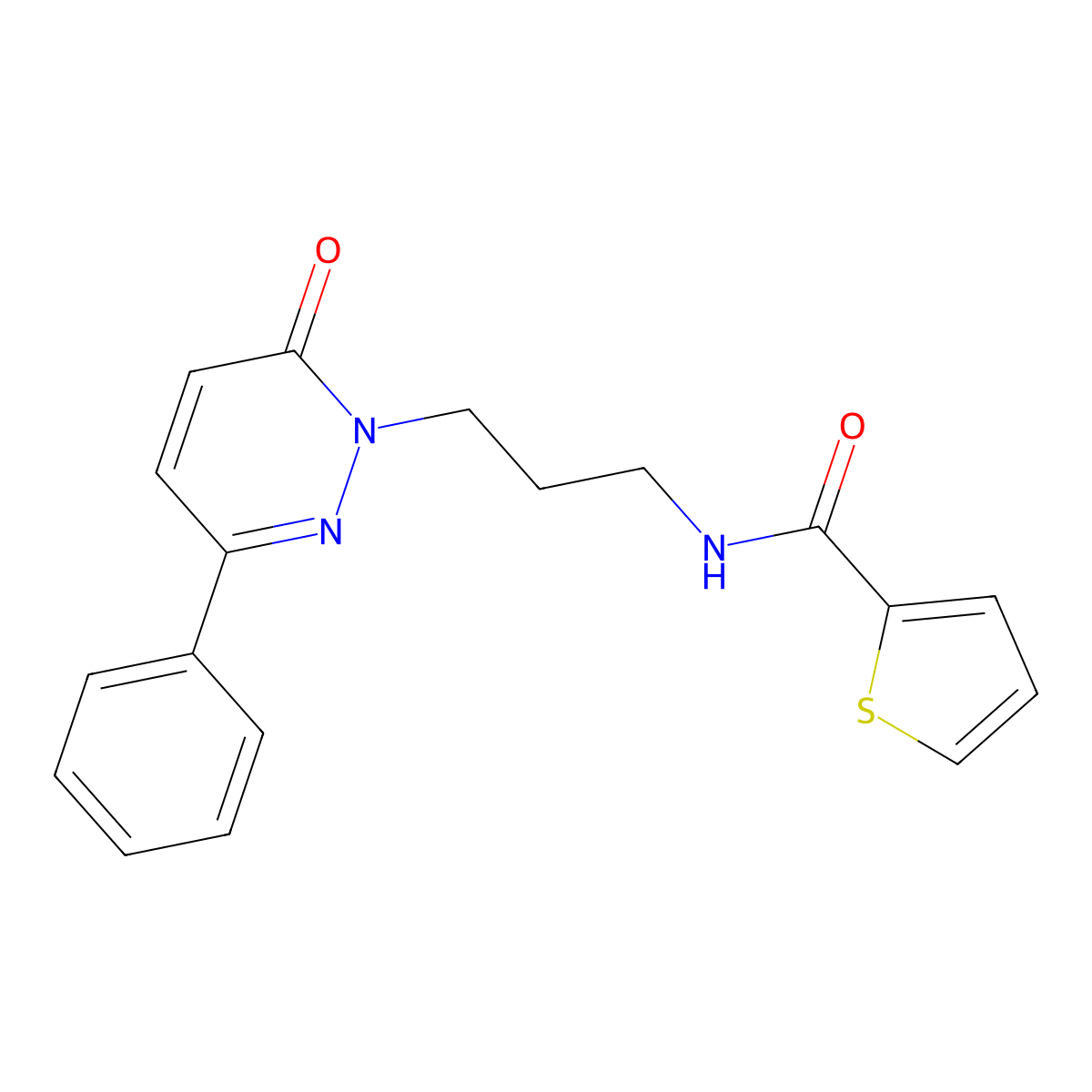 N-[3-(6-oxo-3-phenyl-1,6-dihydropyridazin-1-yl)propyl]thiophene-2-carboxamide molecular structure, CAS 1021266-16-9