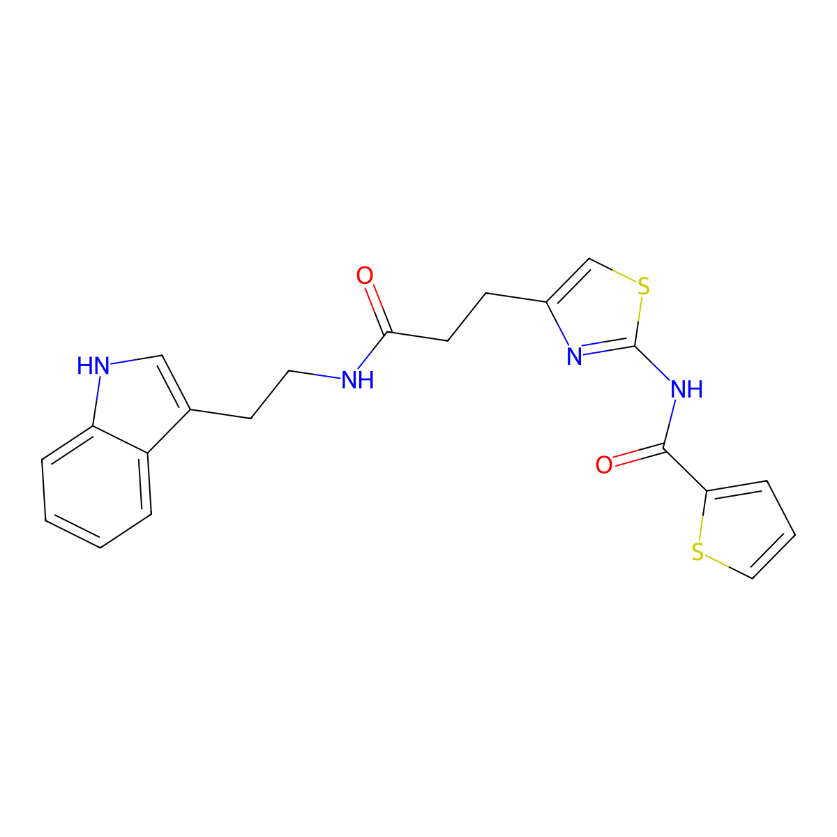N-(4-(3-((2-(1H-indol-3-yl)ethyl)amino)-3-oxopropyl)thiazol-2-yl)thiophene-2-carboxamide molecular structure, CAS 1021266-19-2
