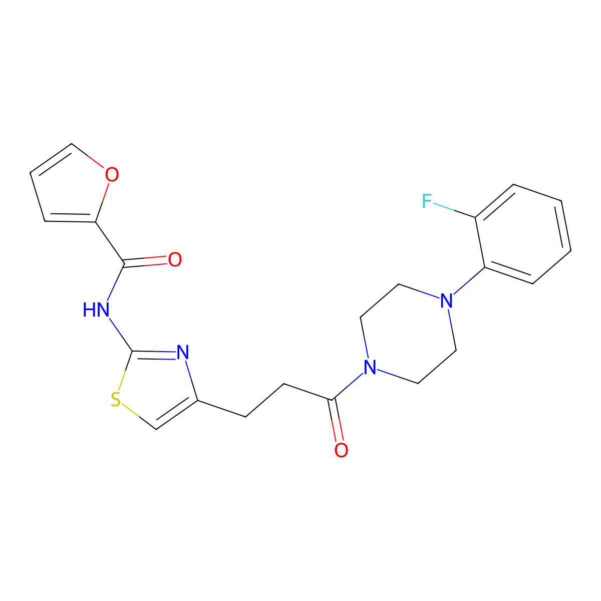 N-(4-(3-(4-(2-fluorophenyl)piperazin-1-yl)-3-oxopropyl)thiazol-2-yl)furan-2-carboxamide molecular structure, CAS 1021266-22-7