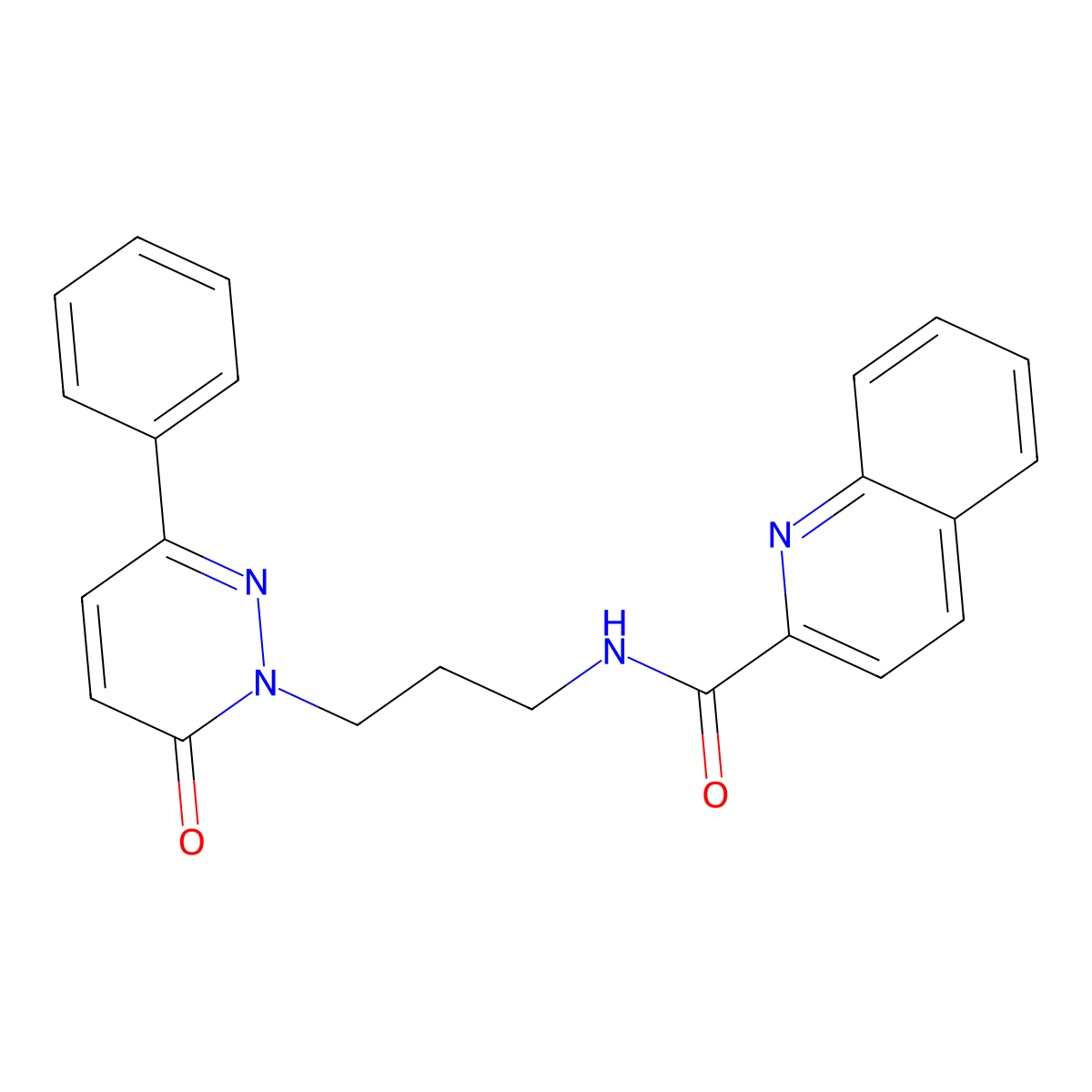 N-[3-(6-oxo-3-phenyl-1,6-dihydropyridazin-1-yl)propyl]quinoline-2-carboxamide molecular structure, CAS 1021266-23-8