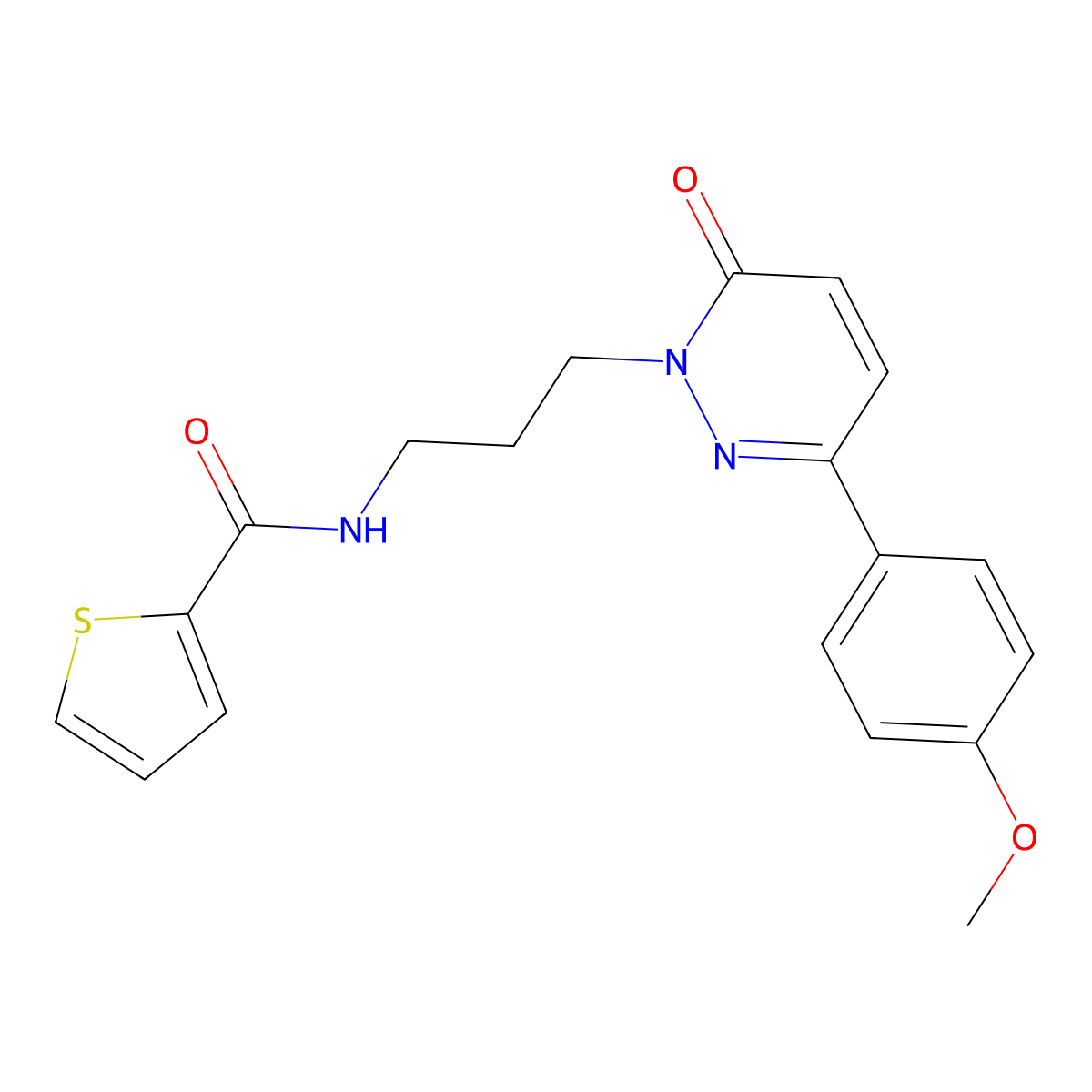 N-{3-[3-(4-methoxyphenyl)-6-oxo-1,6-dihydropyridazin-1-yl]propyl}thiophene-2-carboxamide molecular structure, CAS 1021266-31-8