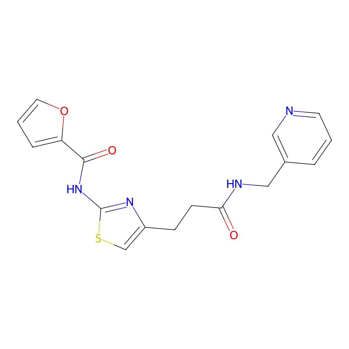 N-(4-(3-oxo-3-((pyridin-3-ylmethyl)amino)propyl)thiazol-2-yl)furan-2-carboxamide molecular structure, CAS 1021266-32-9