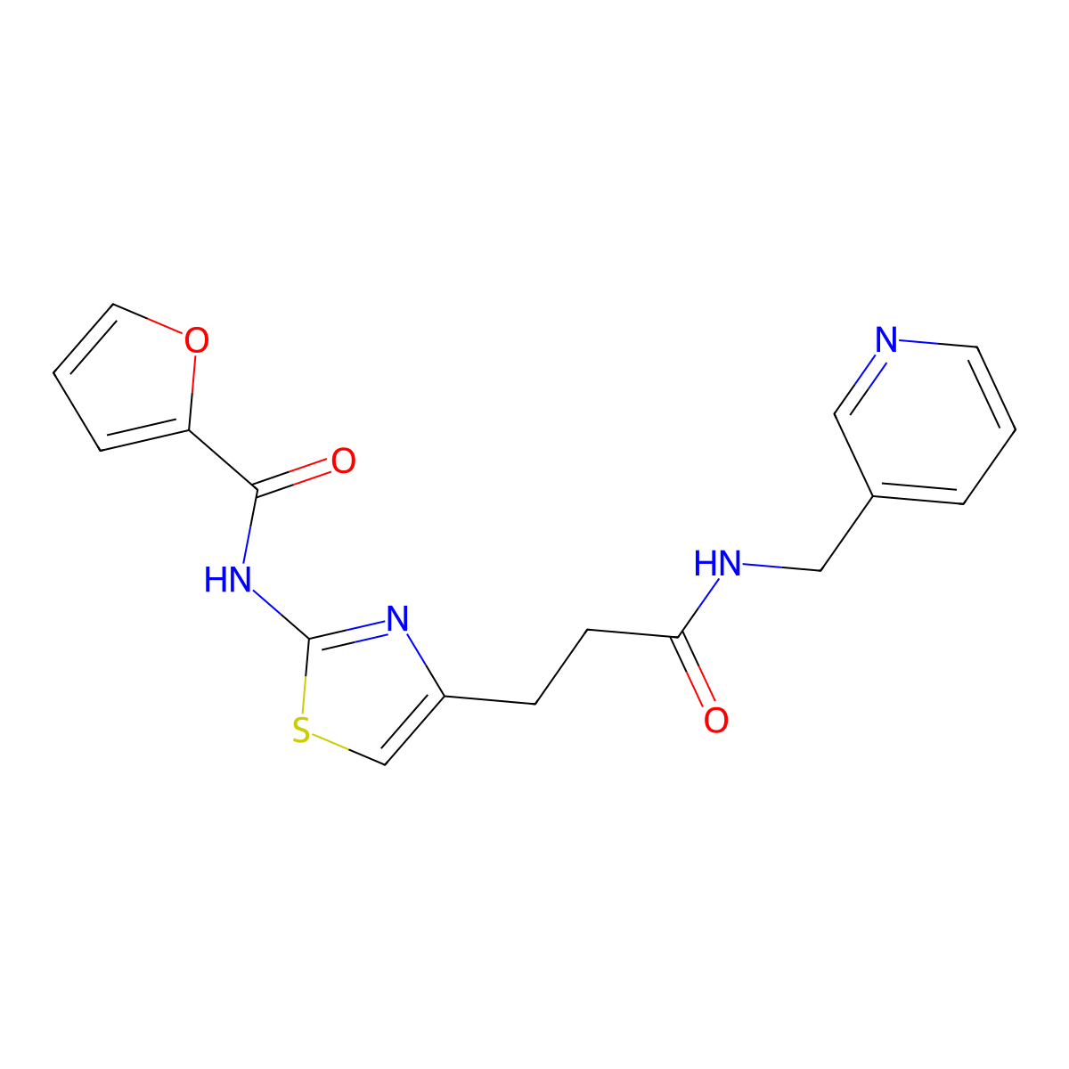 N-(4-(3-oxo-3-((pyridin-3-ylmethyl)amino)propyl)thiazol-2-yl)furan-2-carboxamide molecular structure, CAS 1021266-32-9