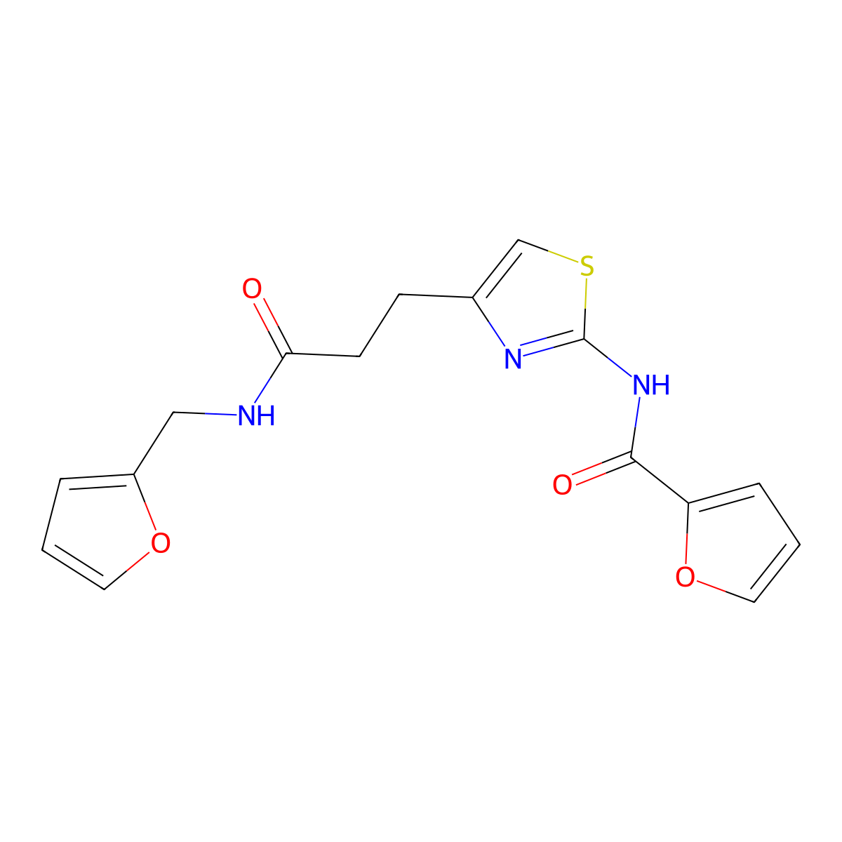 N-(4-(3-((furan-2-ylmethyl)amino)-3-oxopropyl)thiazol-2-yl)furan-2-carboxamide molecular structure, CAS 1021266-34-1