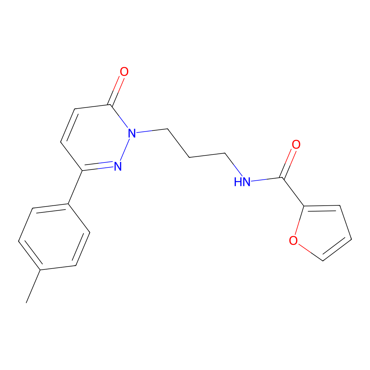 N-{3-[3-(4-methylphenyl)-6-oxo-1,6-dihydropyridazin-1-yl]propyl}furan-2-carboxamide molecular structure, CAS 1021266-41-0