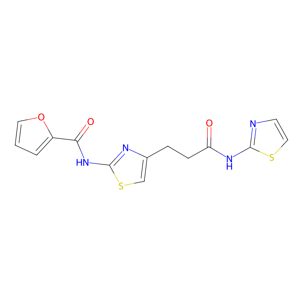 N-(4-(3-oxo-3-(thiazol-2-ylamino)propyl)thiazol-2-yl)furan-2-carboxamide molecular structure, CAS 1021266-43-2