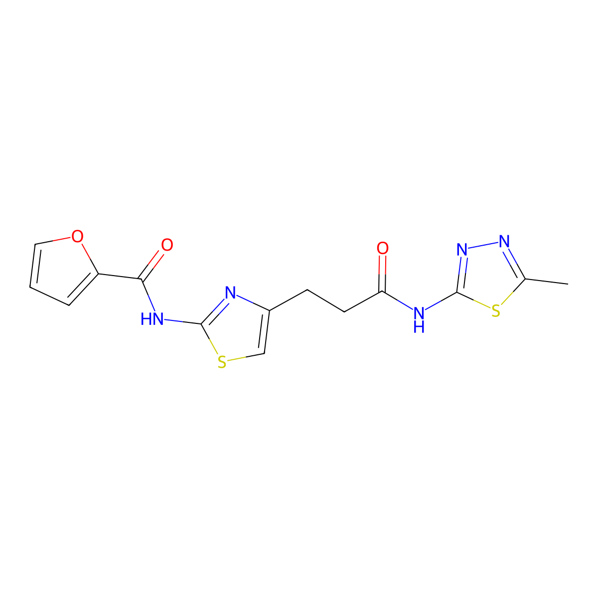 N-(4-(3-((5-methyl-1,3,4-thiadiazol-2-yl)amino)-3-oxopropyl)thiazol-2-yl)furan-2-carboxamide molecular structure, CAS 1021266-44-3