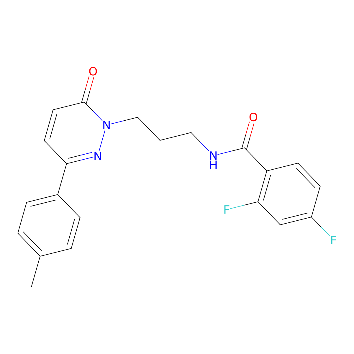 2,4-difluoro-N-{3-[3-(4-methylphenyl)-6-oxo-1,6-dihydropyridazin-1-yl]propyl}benzamide molecular structure, CAS 1021266-45-4