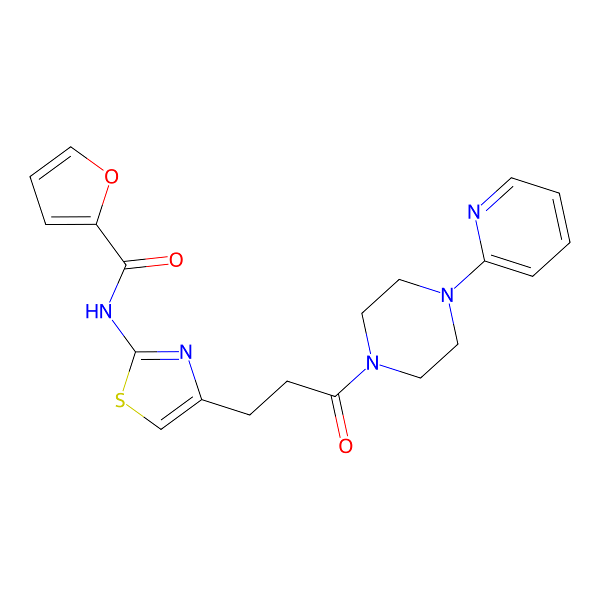 N-(4-(3-oxo-3-(4-(pyridin-2-yl)piperazin-1-yl)propyl)thiazol-2-yl)furan-2-carboxamide molecular structure, CAS 1021266-48-7
