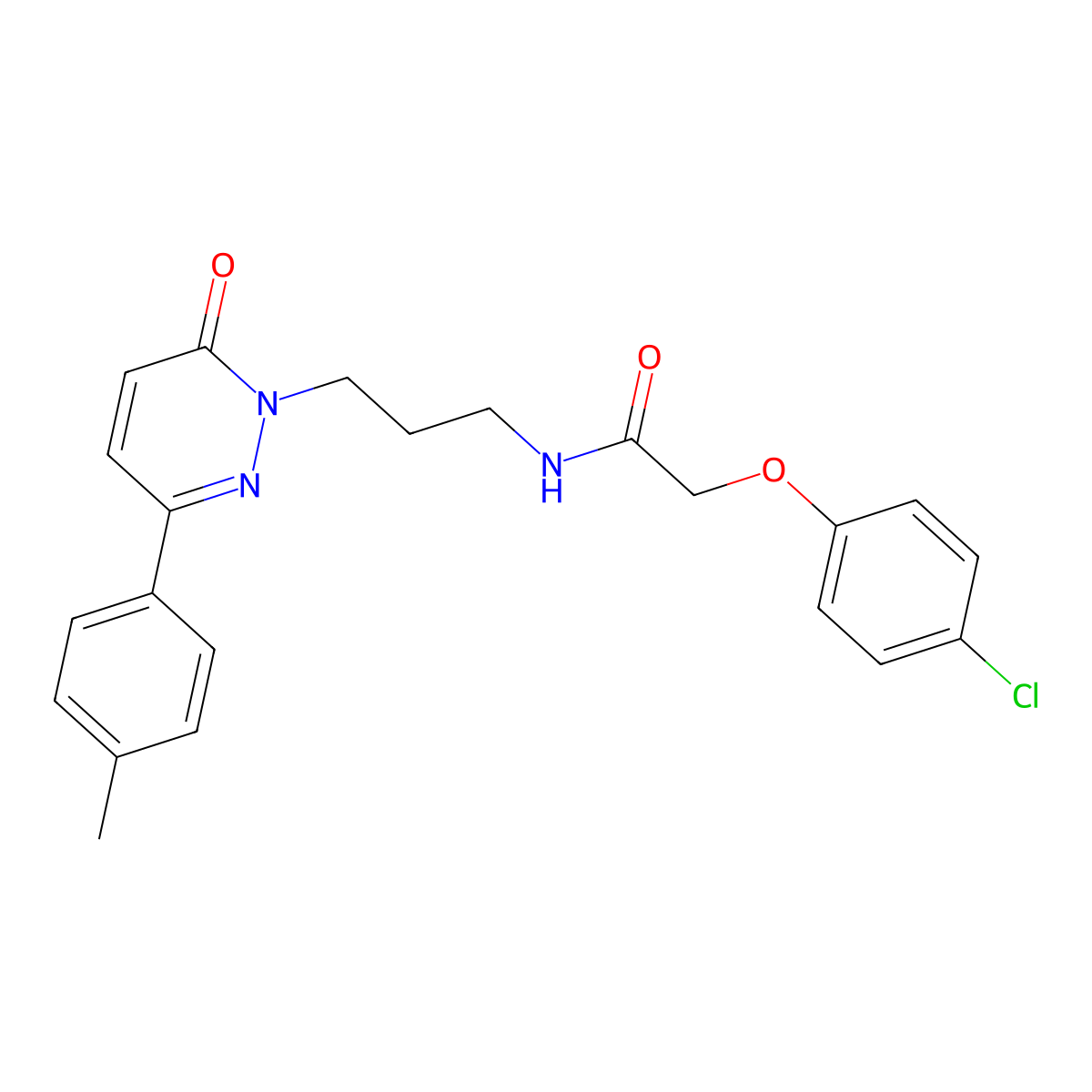 2-(4-chlorophenoxy)-N-(3-(6-oxo-3-(p-tolyl)pyridazin-1(6H)-yl)propyl)acetamide molecular structure, CAS 1021266-49-8