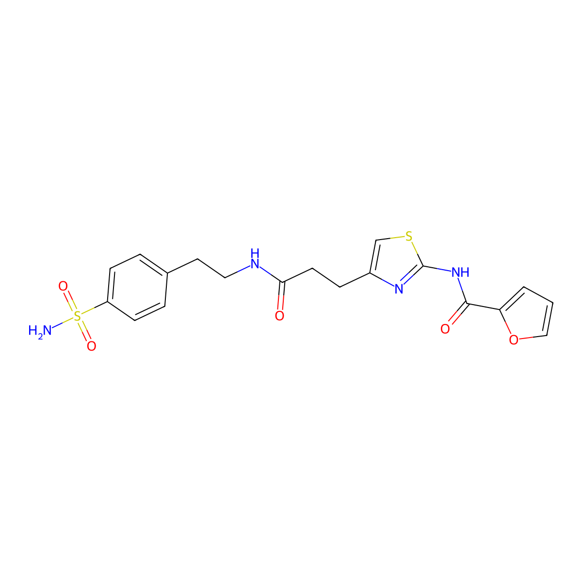 N-(4-(3-oxo-3-((4-sulfamoylphenethyl)amino)propyl)thiazol-2-yl)furan-2-carboxamide molecular structure, CAS 1021266-52-3