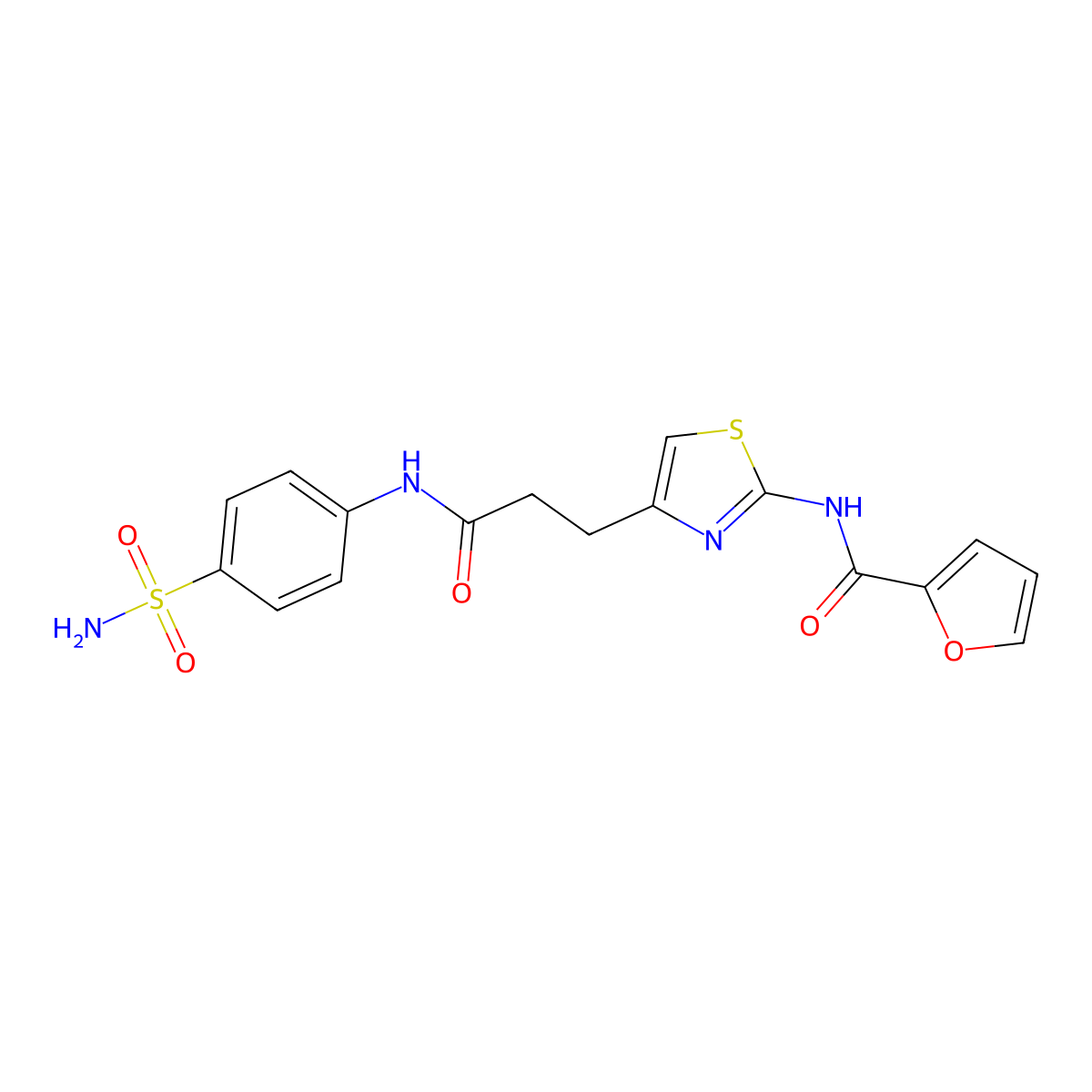 N-(4-(3-oxo-3-((4-sulfamoylphenyl)amino)propyl)thiazol-2-yl)furan-2-carboxamide molecular structure, CAS 1021266-54-5
