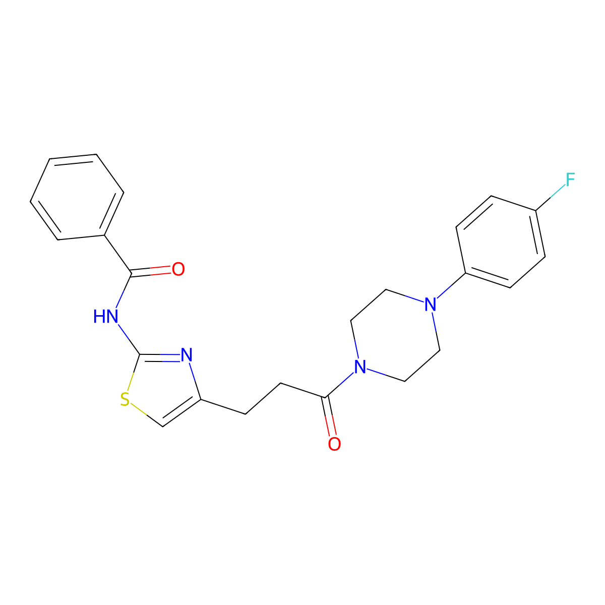 N-(4-(3-(4-(4-fluorophenyl)piperazin-1-yl)-3-oxopropyl)thiazol-2-yl)benzamide molecular structure, CAS 1021266-55-6