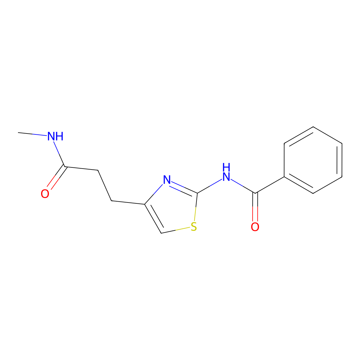 N-(4-(3-(methylamino)-3-oxopropyl)thiazol-2-yl)benzamide molecular structure, CAS 1021266-56-7