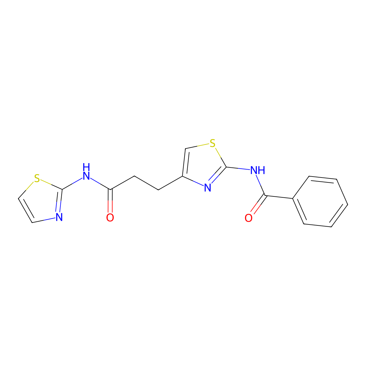 N-(4-(3-oxo-3-(thiazol-2-ylamino)propyl)thiazol-2-yl)benzamide molecular structure, CAS 1021266-65-8
