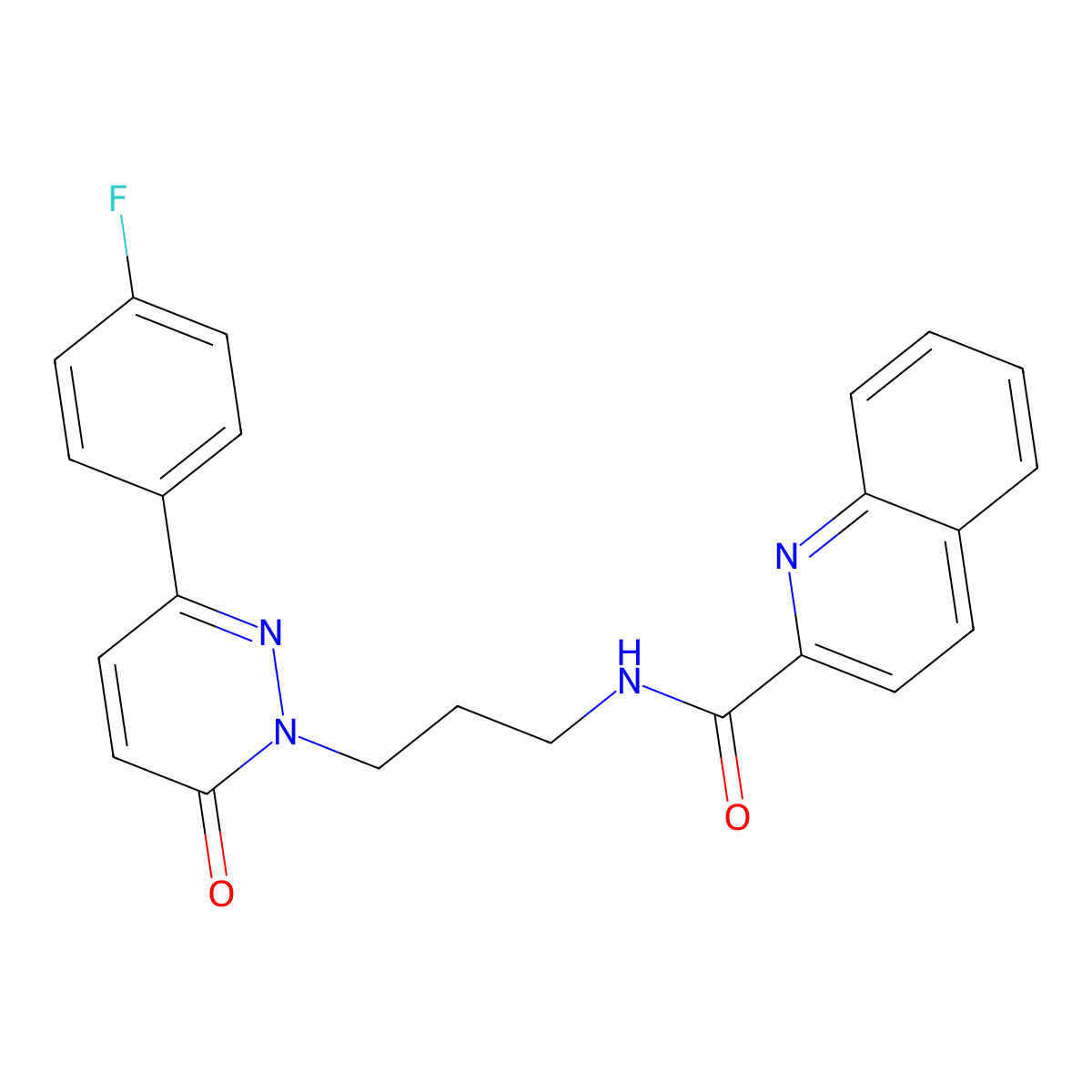 N-(3-(3-(4-fluorophenyl)-6-oxopyridazin-1(6H)-yl)propyl)quinoline-2-carboxamide molecular structure, CAS 1021266-72-7