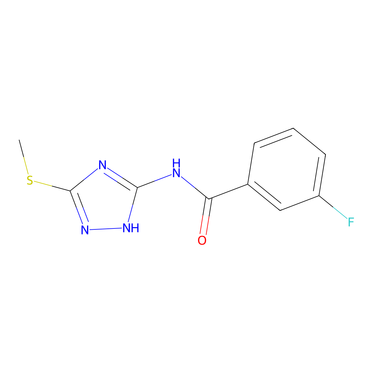 3-fluoro-N-[5-(methylsulfanyl)-4H-1,2,4-triazol-3-yl]benzamide molecular structure, CAS 1021266-89-6