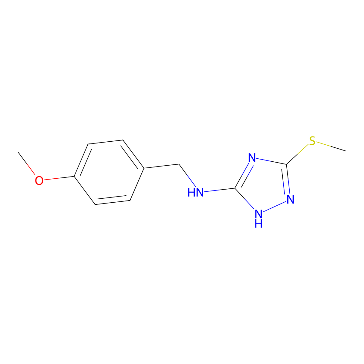 N-[(4-Methoxyphenyl)methyl]-3-(methylsulfanyl)-1H-1,2,4-triazol-5-amine molecular structure, CAS 1021266-90-9